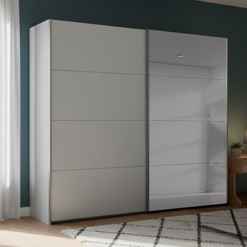 Beluga extra sliding wardrobe - 226cm - 2 door - grey mirror - silk grey