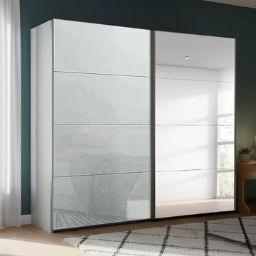 Beluga extra sliding wardrobe - 226cm - 2 door - mirror - silk grey & silk grey glass