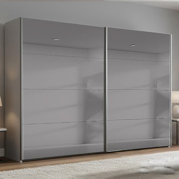 Beluga extra sliding wardrobe - 271cm - 2 door - grey mirrored - silk grey