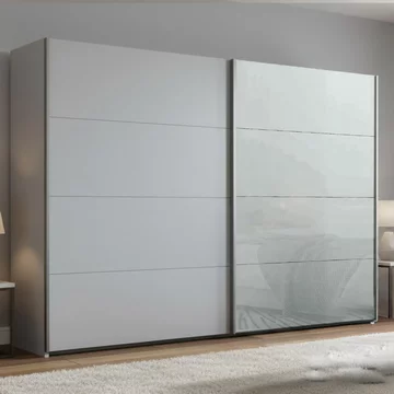 Beluga extra sliding wardrobe - 271cm - 2 door - silk grey & silk grey glass front