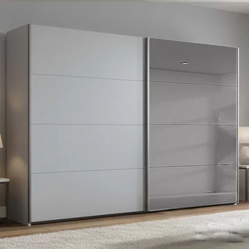 Beluga extra sliding wardrobe - 271cm - 2 door - grey mirror - silk grey