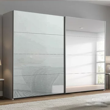 Beluga extra sliding wardrobe - 271cm - 2 door - mirror - silk grey & silk grey glass