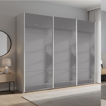 Beluga extra sliding wardrobe - 271cm - 3 door - grey mirrored - silk grey
