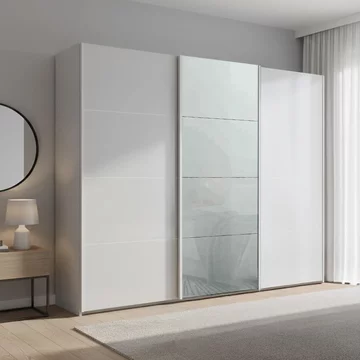 Beluga extra sliding wardrobe - 271cm - 3 door - silk grey & silk grey glass front
