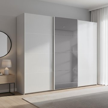 Beluga extra sliding wardrobe - 271cm - 3 door - grey mirror - silk grey