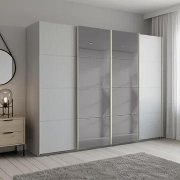 Beluga extra sliding wardrobe - 271cm - 4 door - grey mirror - silk grey