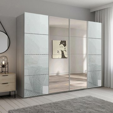 Beluga extra sliding wardrobe - 271cm - 4 door - mirror - silk grey & silk grey glass
