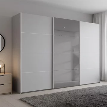 Beluga extra sliding wardrobe - 316cm - 3 door - grey mirror - silk grey