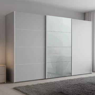 Beluga extra sliding wardrobe - 361cm - 3 door - silk grey & silk grey glass front