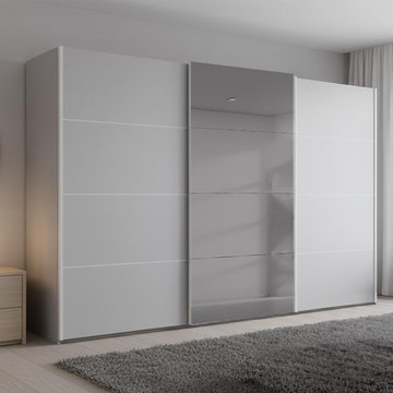 Beluga extra sliding wardrobe - 361cm - 3 door - grey mirror - silk grey
