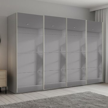 Beluga extra sliding wardrobe - 361cm - 4 door - grey mirrored - silk grey