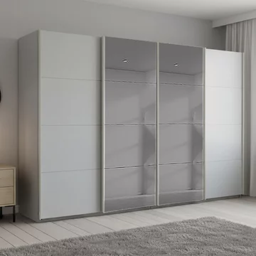 Beluga extra sliding wardrobe - 361cm - 4 door - grey mirror - silk grey