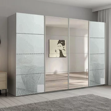 Beluga extra sliding wardrobe - 361cm - 4 door - mirror - silk grey & silk grey glass