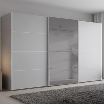 Beluga extra sliding wardrobe - 406cm - 3 door - grey mirror - silk grey