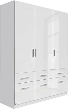Celle wardrobe - 136cm - white gloss 3 door with drawers