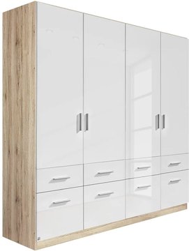 Celle wardrobe - 181cm - sonoma oak & white gloss 4 door with drawers