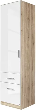 Celle wardrobe - 47cm - sonoma oak & white gloss with drawers - lh door
