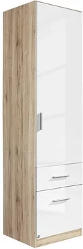 Celle wardrobe - 47cm - sonoma oak & white gloss with drawers - rh door