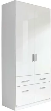 Celle wardrobe - 91cm - white gloss 2 door with drawers