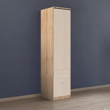 Celle wardrobe - 47cm - 1 door - 2 drawer - sonoma oak & champagne - lh