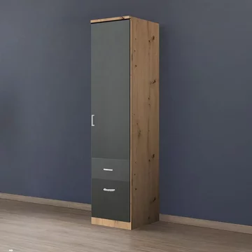 Celle wardrobe - 47cm - 1 door - 2 drawer - artisan oak & metallic dark grey - rh
