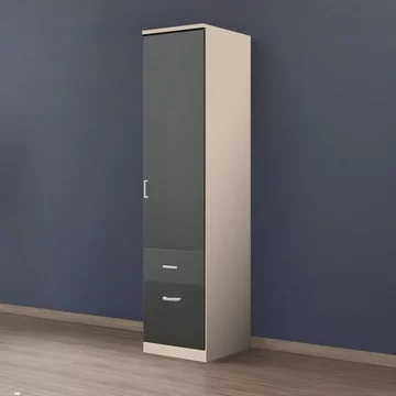 Celle wardrobe - 47cm - 1 door - 2 drawer - champagne & metallic dark grey - rh