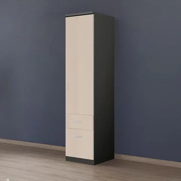 Celle wardrobe - 47cm - 1 door - 2 drawer - metallic dark grey & champagne - rh