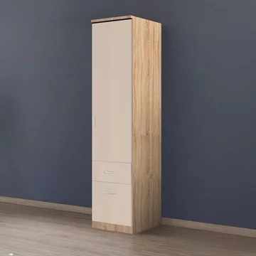 Celle wardrobe - 47cm - 1 door - 2 drawer - sonoma oak & champagne - rh
