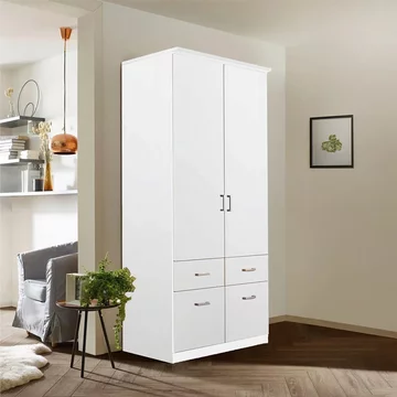 Celle wardrobe - 91cm - 2 door - alpine white - 4 drawer & extras