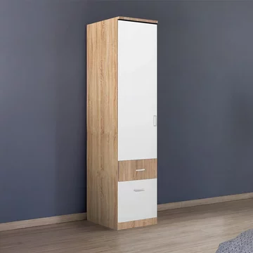 Celle super wardrobe - 47cm - 1 door - 2 drawer - sonoma oak & alpine white - lh