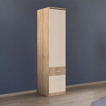 Celle super wardrobe - 47cm - 1 door - 2 drawer - sonoma oak & champagne - lh
