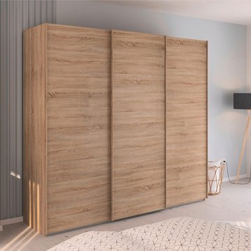 Evelyn sliding wardrobe - 242cm - 3 door - sonoma oak