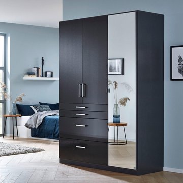 Homburg wardrobe - 136cm - 3 door - combi - metallic dark grey & high gloss grey