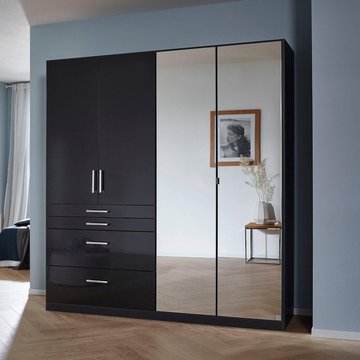Homburg wardrobe - 181cm - 4 door - combi - metallic dark grey & high gloss grey