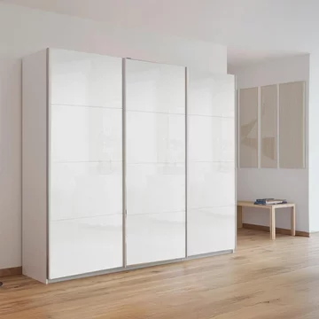 Kulmbach sliding wardrobe - 203cm - 3 door - alpine white & white high gloss