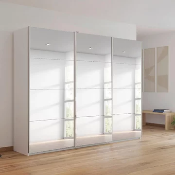 Kulmbach mirrored sliding wardrobe - 271cm - 3 door - alpine white