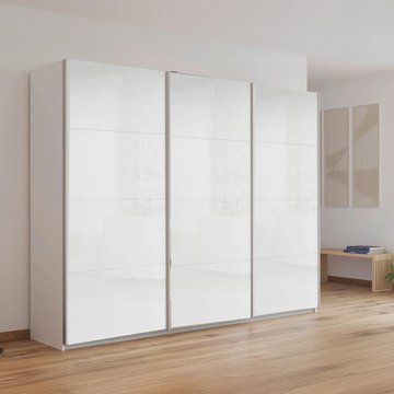 Kulmbach sliding wardrobe - 271cm - 3 door - alpine white & white high gloss