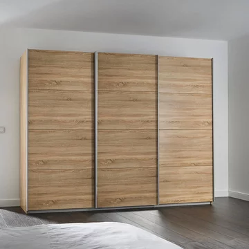 Kulmbach sliding wardrobe - 271cm - 3 door - sonoma oak