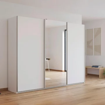 Kulmbach sliding mirror wardrobe - 271cm - 3 door - alpine white