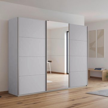 Kulmbach sliding mirror wardrobe - 271cm - 3 door - silk grey