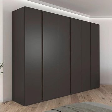 Luana wardrobe - 301cm - 6 door - graphite & atlantic dark oak