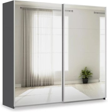 Miramar type-3 sliding wardrobe - 226cm - 2 door - fully mirrored - graphite