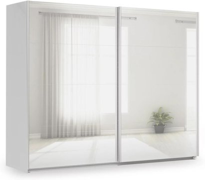 Miramar type-3 sliding wardrobe - 271cm - 2 door - fully mirrored - silk grey