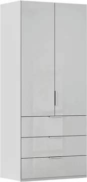 Miramar type-5 wardrobe - 101cm - 2 door - 3 drawer - silk grey & silk grey glass