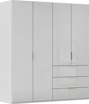 Miramar type-5 wardrobe - 201cm - 4 door - 3 drawer - silk grey & silk grey glass