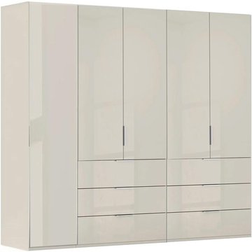 Miramar type-5 wardrobe - 251cm - 5 door - 6 drawer - champagne & champagne glass