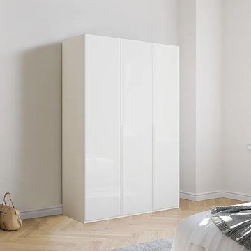 Purisma wardrobe - 151cm - 3 door - alpine white & crystal white glass