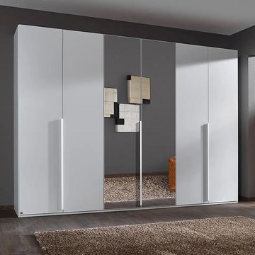 Purisma wardrobe - 301cm - 6 door - mirror - alpine white