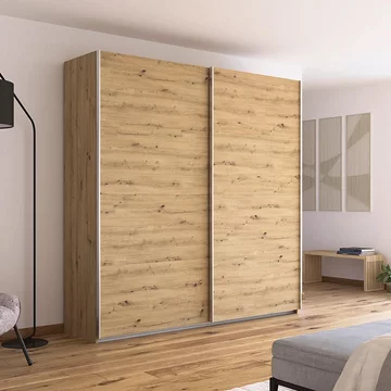 Quadra sliding wardrobe - 226cm - 2 door - artisan oak