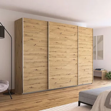 Quadra sliding wardrobe - 315cm - 3 door - artisan oak